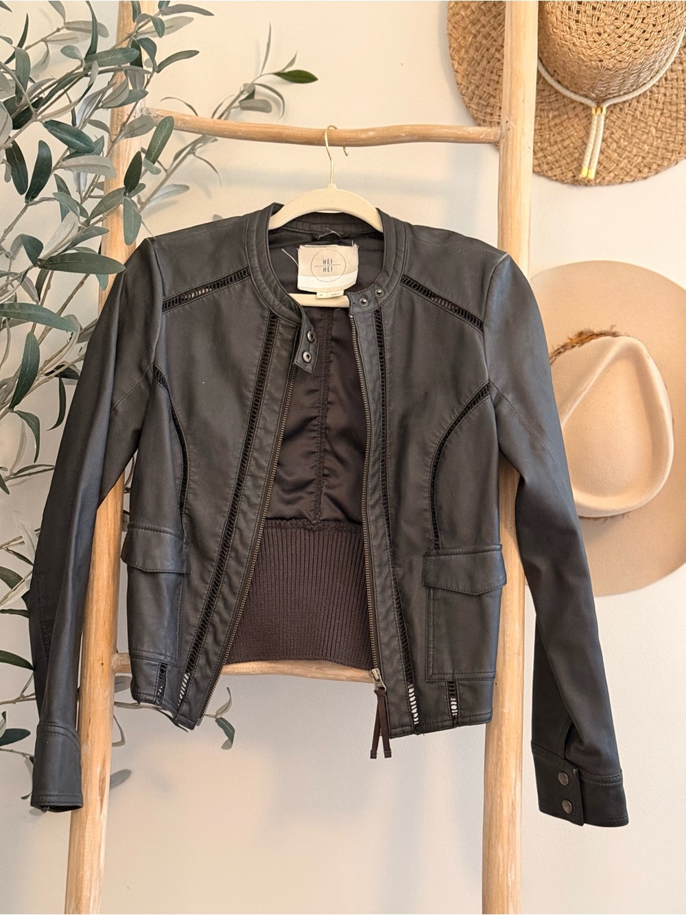 Anthropologie Black Leather Moto Jacket